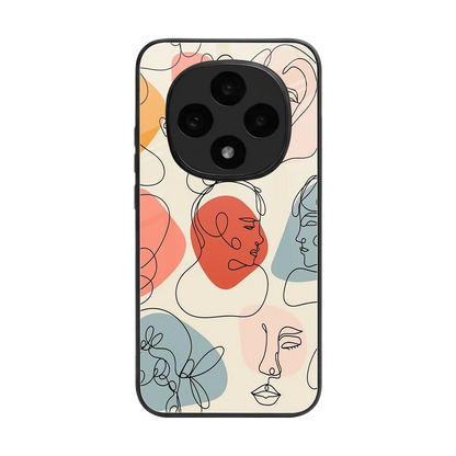 Many Faces Yellow back phone cover | glass case for oppo f31 pro 5g