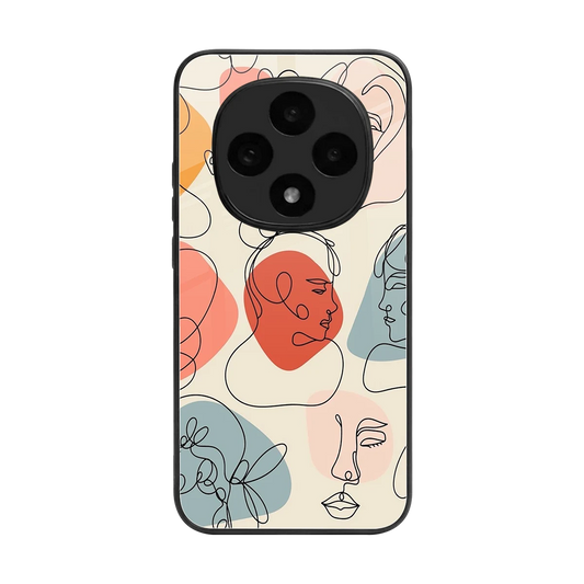 Many Faces Yellow back phone cover | glass case for oppo f31 pro 5g