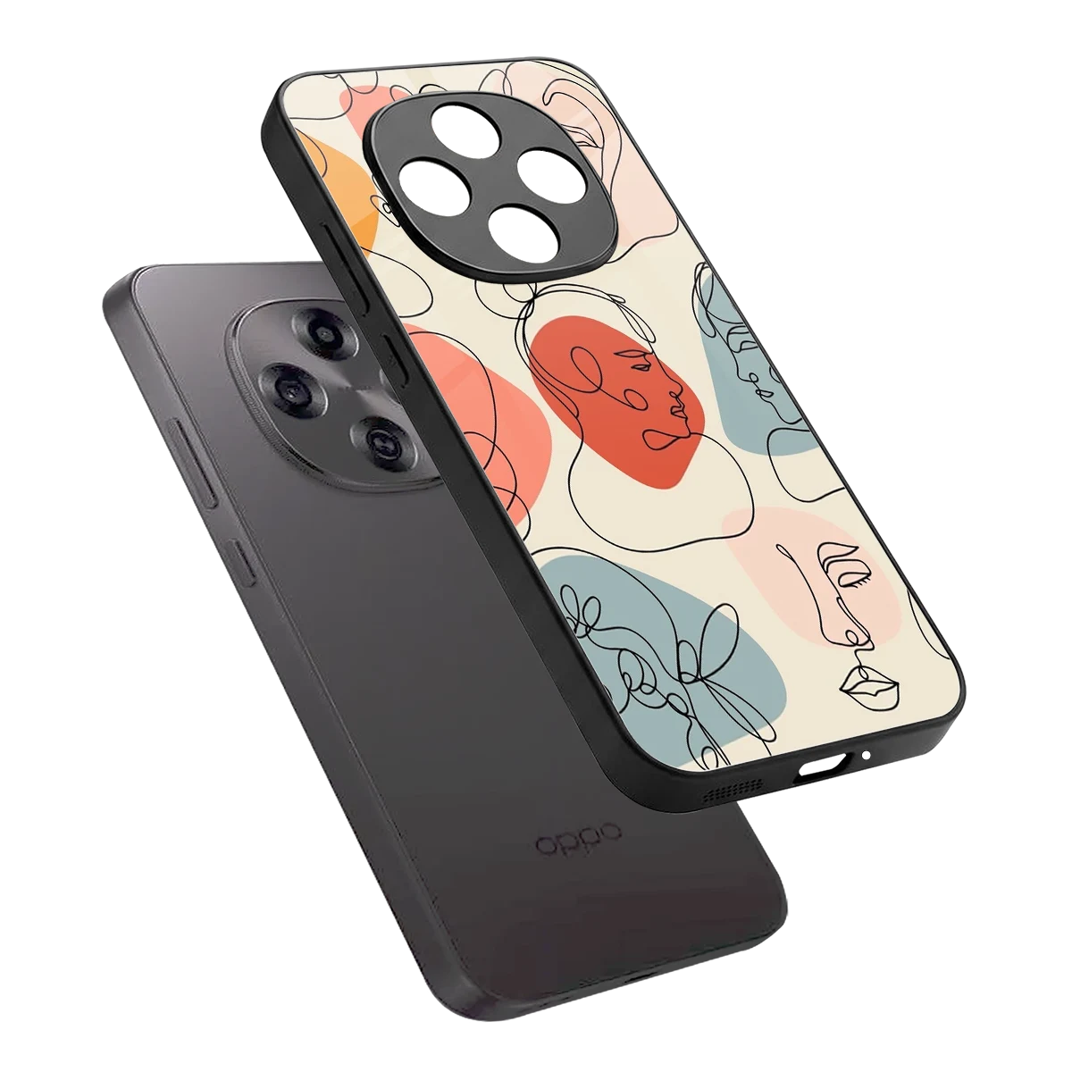 Many Faces Yellow sleek oppo f31 pro 5g cover with tempered glass back and TPU edges