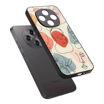 Many Faces Yellow sleek oppo f31 pro 5g cover with tempered glass back and TPU edges