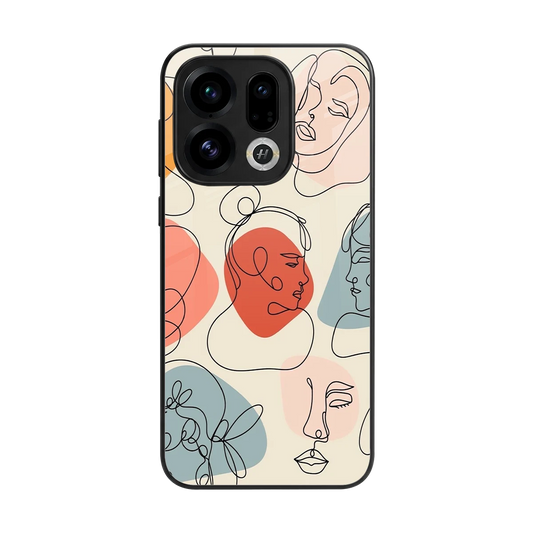 Many Faces Yellow back phone cover | glass case for oppo find x9