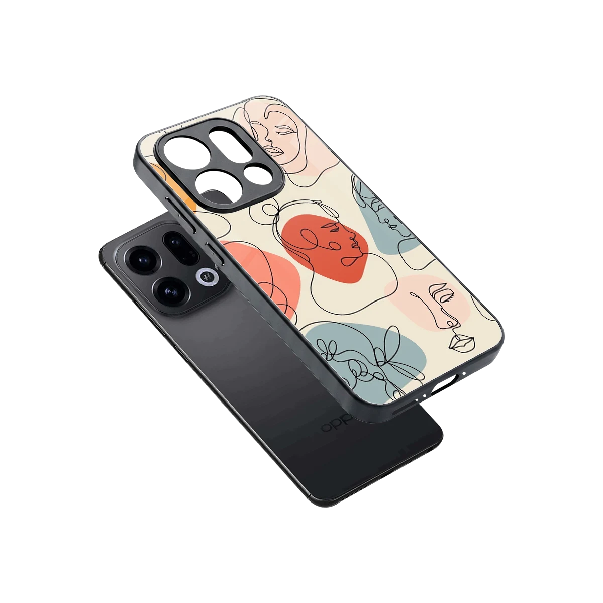 Many Faces Yellow sleek oppo find x9 cover with tempered glass back and TPU edges