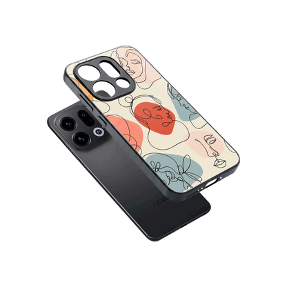 Many Faces Yellow sleek oppo find x9 cover with tempered glass back and TPU edges