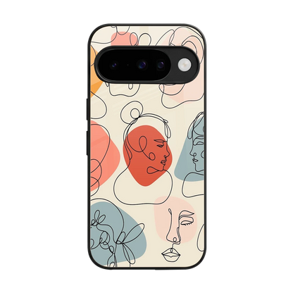 Many Faces Yellow back phone cover | glass case for google pixel 10