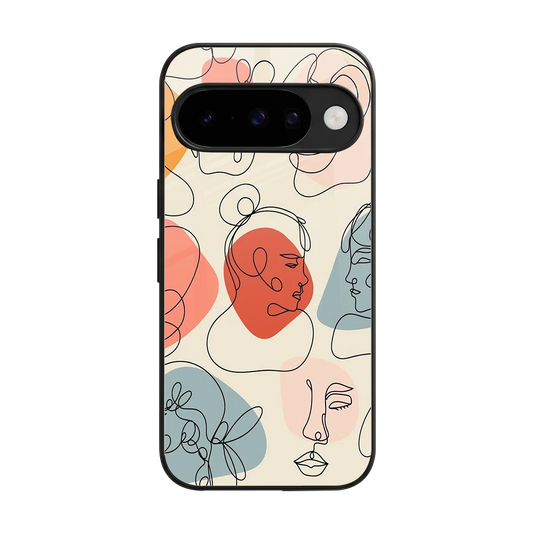 Many Faces Yellow back phone cover | glass case for google pixel 10