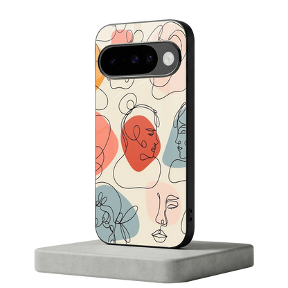 Many Faces Yellow google pixel 10 mobile cover | shockproof glass phone case
