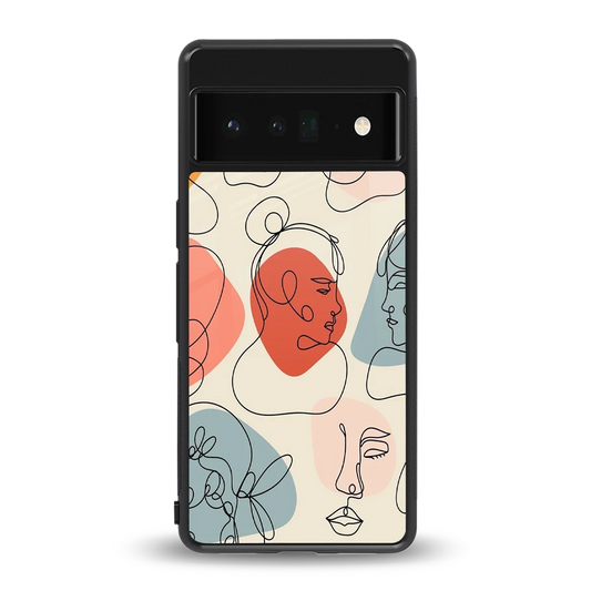 Many Faces Yellow back phone cover | glass case for google pixel 6 pro