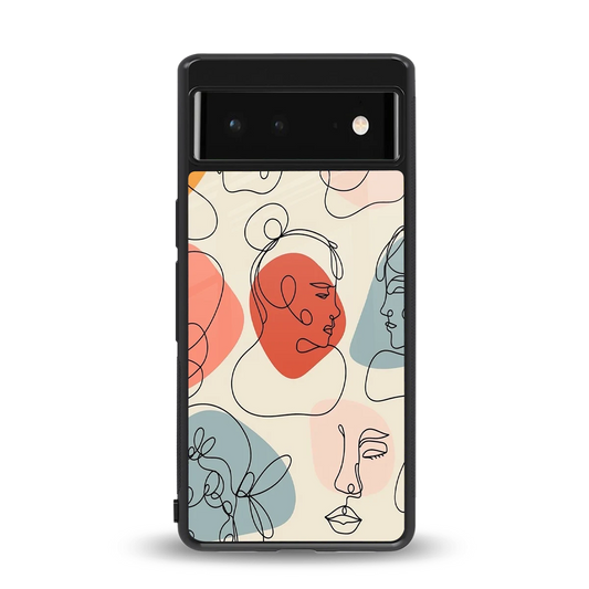 Many Faces Yellow back phone cover | glass case for google pixel 6a
