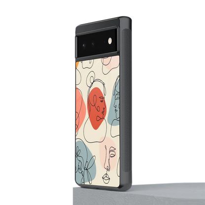 Many Faces Yellow stylish phone case for google pixel 6a | glossy glass and slim fit