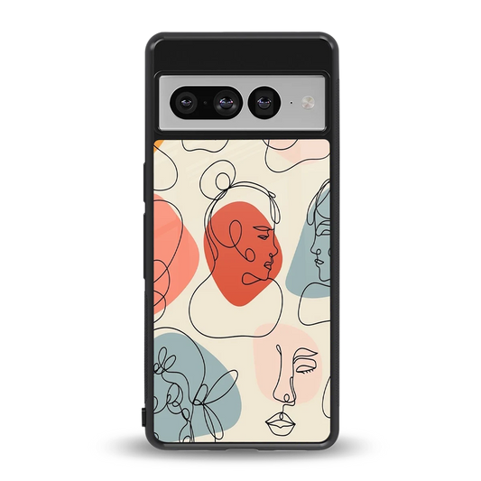 Many Faces Yellow back phone cover | glass case for google pixel 7 pro