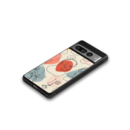 Many Faces Yellow google pixel 7 pro mobile cover | shockproof glass phone case