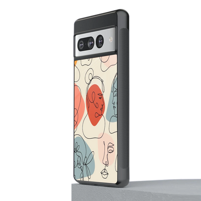 Many Faces Yellow stylish phone case for google pixel 7 pro | glossy glass and slim fit