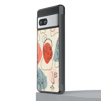 Many Faces Yellow stylish phone case for google pixel 7a | glossy glass and slim fit