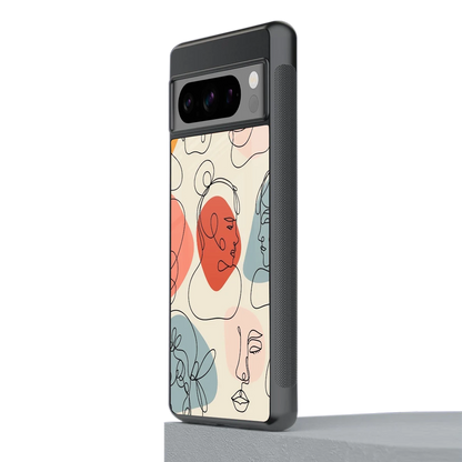 Many Faces Yellow stylish phone case for google pixel 8 pro | glossy glass and slim fit