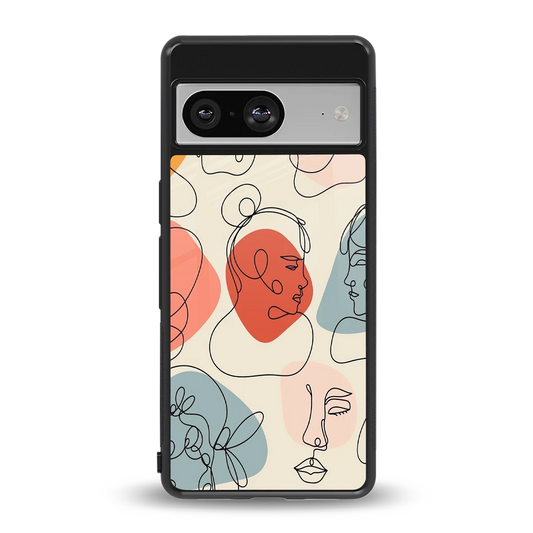 Many Faces Yellow back phone cover | glass case for google pixel 8