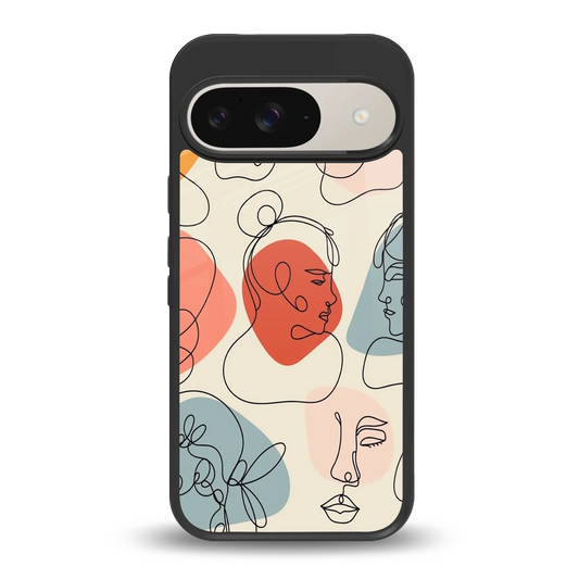 Many Faces Yellow back phone cover | glass case for google pixel 9