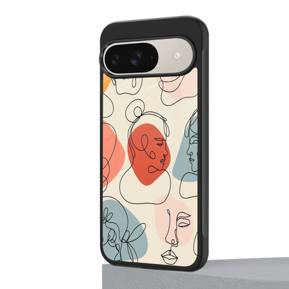 Many Faces Yellow google pixel 9 mobile cover | shockproof glass phone case