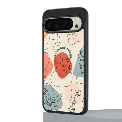Many Faces Yellow google pixel 9 pro mobile cover | shockproof glass phone case