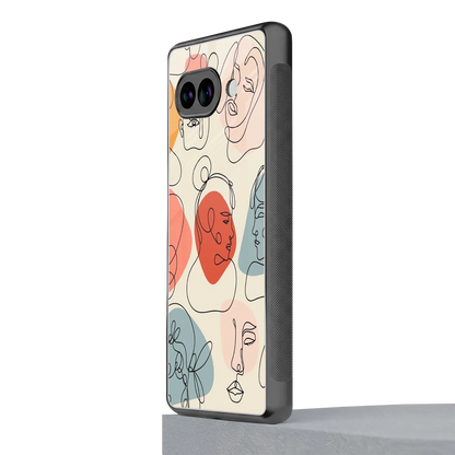 Many Faces Yellow google pixel 10a mobile cover | shockproof glass phone case