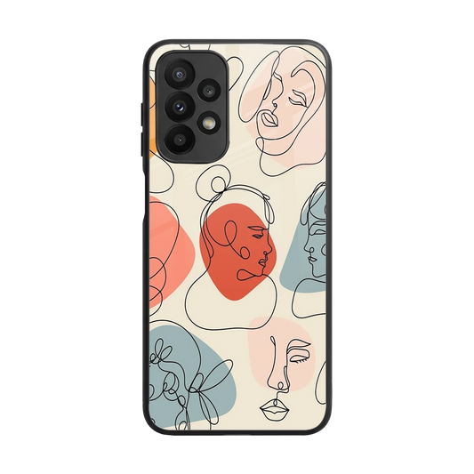 Many Faces Yellow back phone cover | glass case for samsung galaxy a23