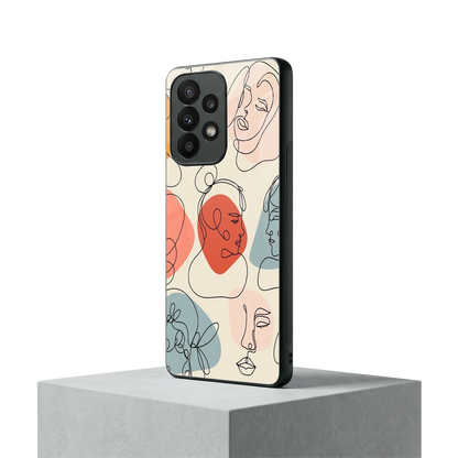 Many Faces Yellow samsung galaxy a23 mobile cover | shockproof glass phone case