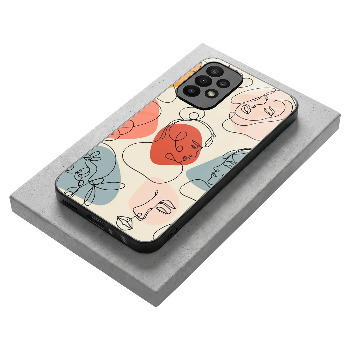 Many Faces Yellow stylish phone case for samsung galaxy a23 | glossy glass and slim fit