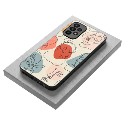 Many Faces Yellow stylish phone case for samsung galaxy a23 | glossy glass and slim fit