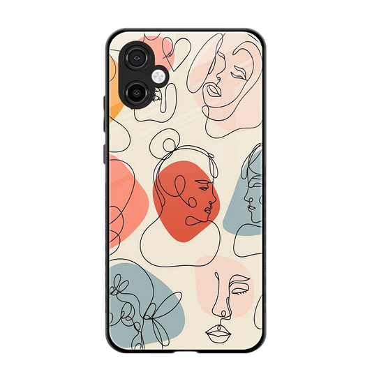 Many Faces Yellow back phone cover | glass case for samsung galaxy a06 5g