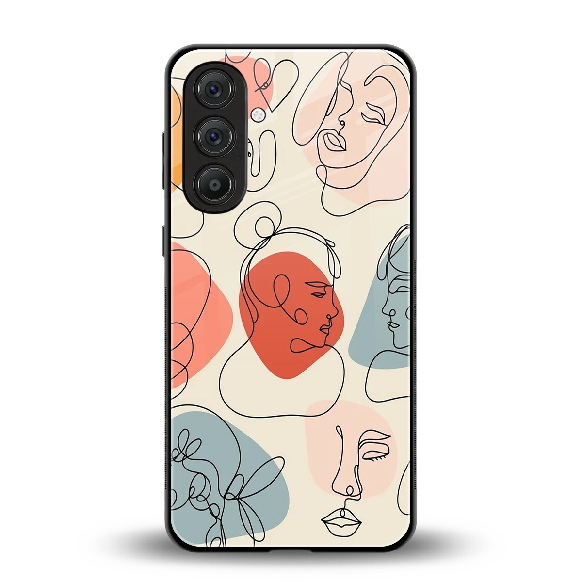 Many Faces Yellow back phone cover | glass case for samsung galaxy m35 5g