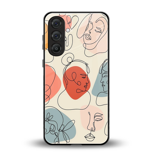Many Faces Yellow back phone cover | glass case for samsung galaxy m36 5g