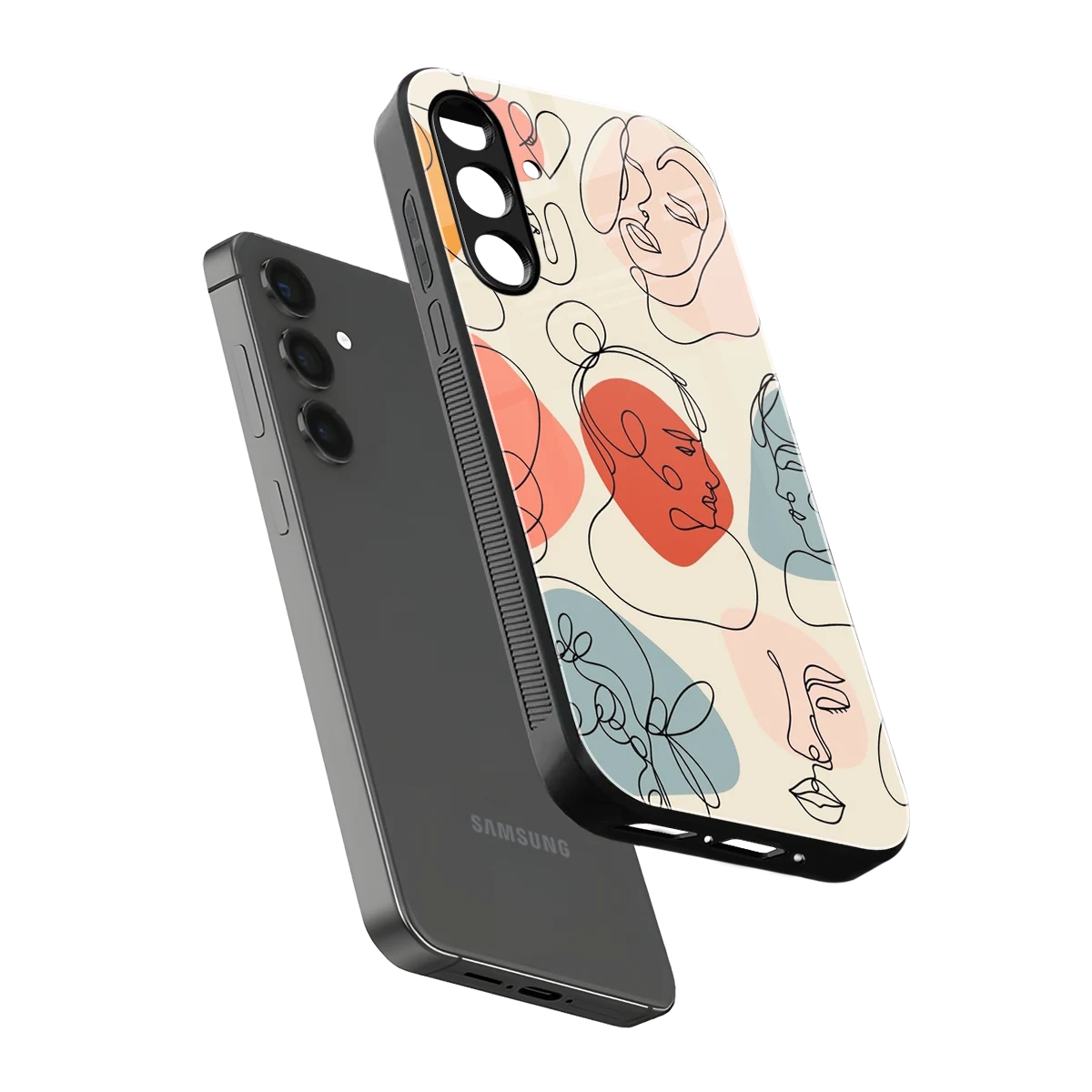 Many Faces Yellow sleek samsung galaxy m35 5g cover with tempered glass back and TPU edges