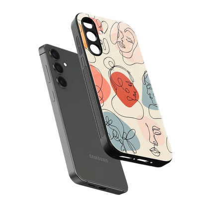 Many Faces Yellow sleek samsung galaxy m35 5g cover with tempered glass back and TPU edges