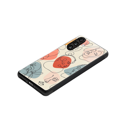 Many Faces Yellow stylish phone case for samsung galaxy m35 5g | glossy glass and slim fit