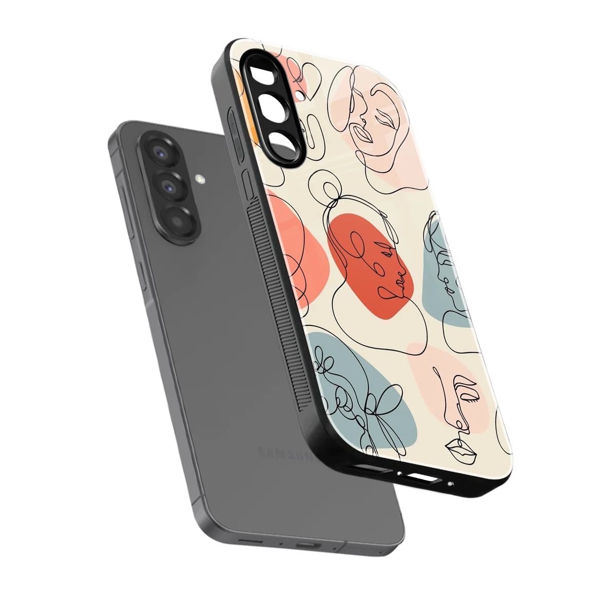 Many Faces Yellow sleek samsung galaxy a17 5g cover with tempered glass back and TPU edges