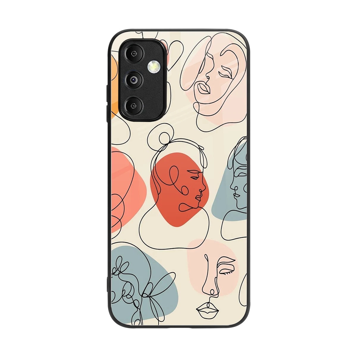 Many Faces Yellow back phone cover | glass case for samsung galaxy m14 5g