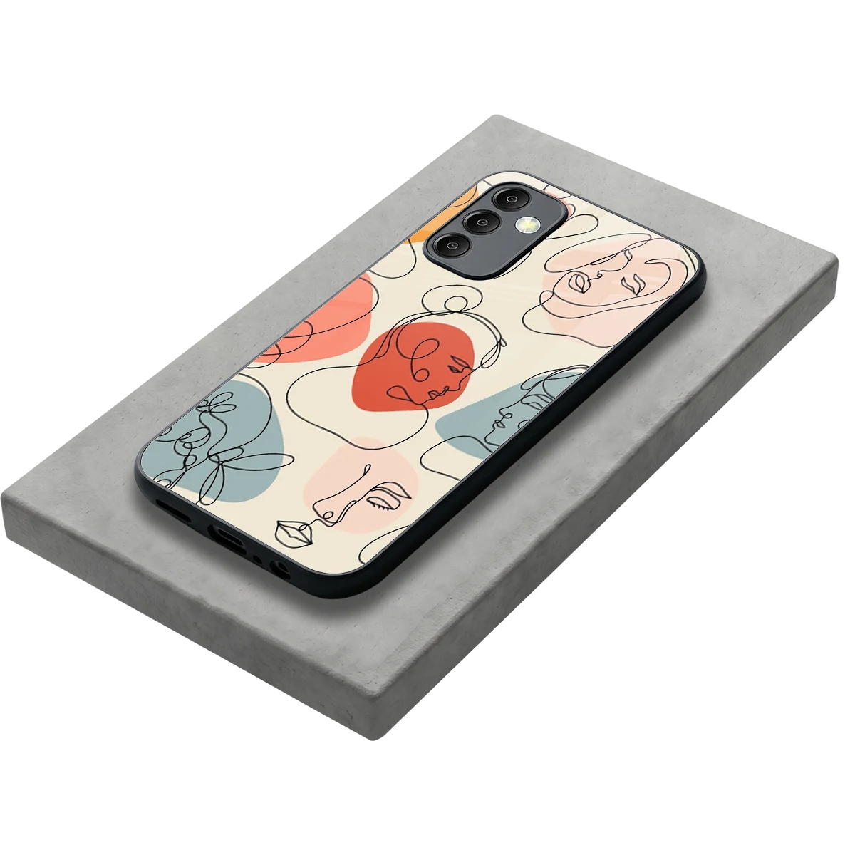 Many Faces Yellow stylish phone case for samsung galaxy m14 5g | glossy glass and slim fit
