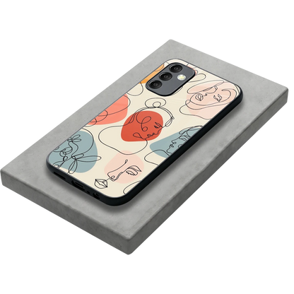 Many Faces Yellow stylish phone case for samsung galaxy m14 5g | glossy glass and slim fit