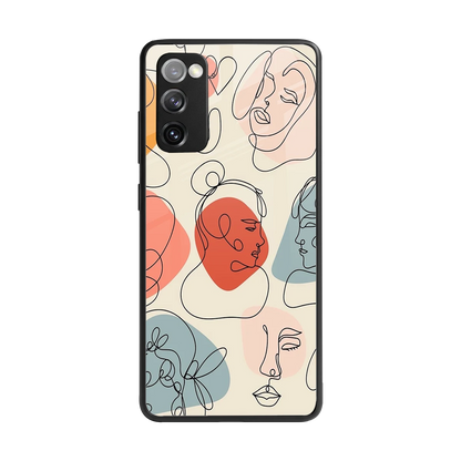 Many Faces Yellow back phone cover | glass case for samsung galaxy s20 fe
