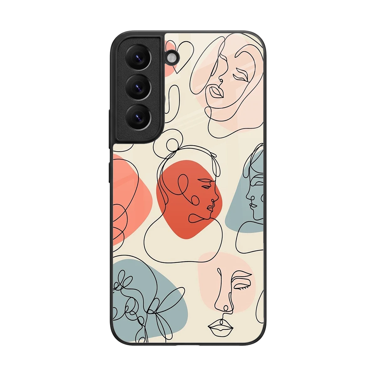 Many Faces Yellow back phone cover | glass case for samsung galaxy s22