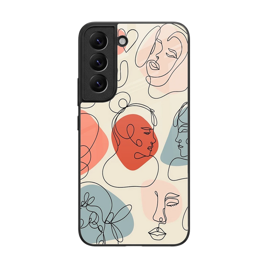 Many Faces Yellow back phone cover | glass case for samsung galaxy s22