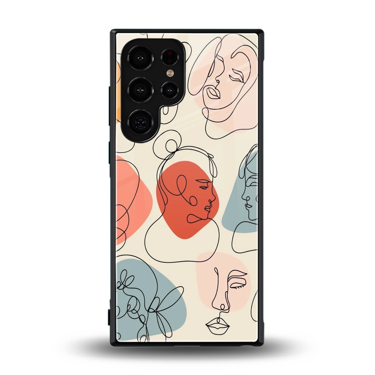 Many Faces Yellow back phone cover | glass case for samsung galaxy s23 ultra