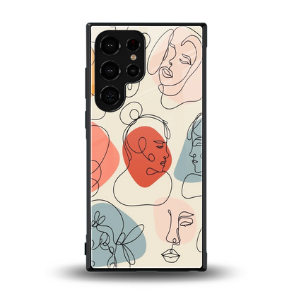 Many Faces Yellow back phone cover | glass case for samsung galaxy s23 ultra