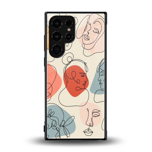 Many Faces Yellow back phone cover | glass case for samsung galaxy s23 ultra