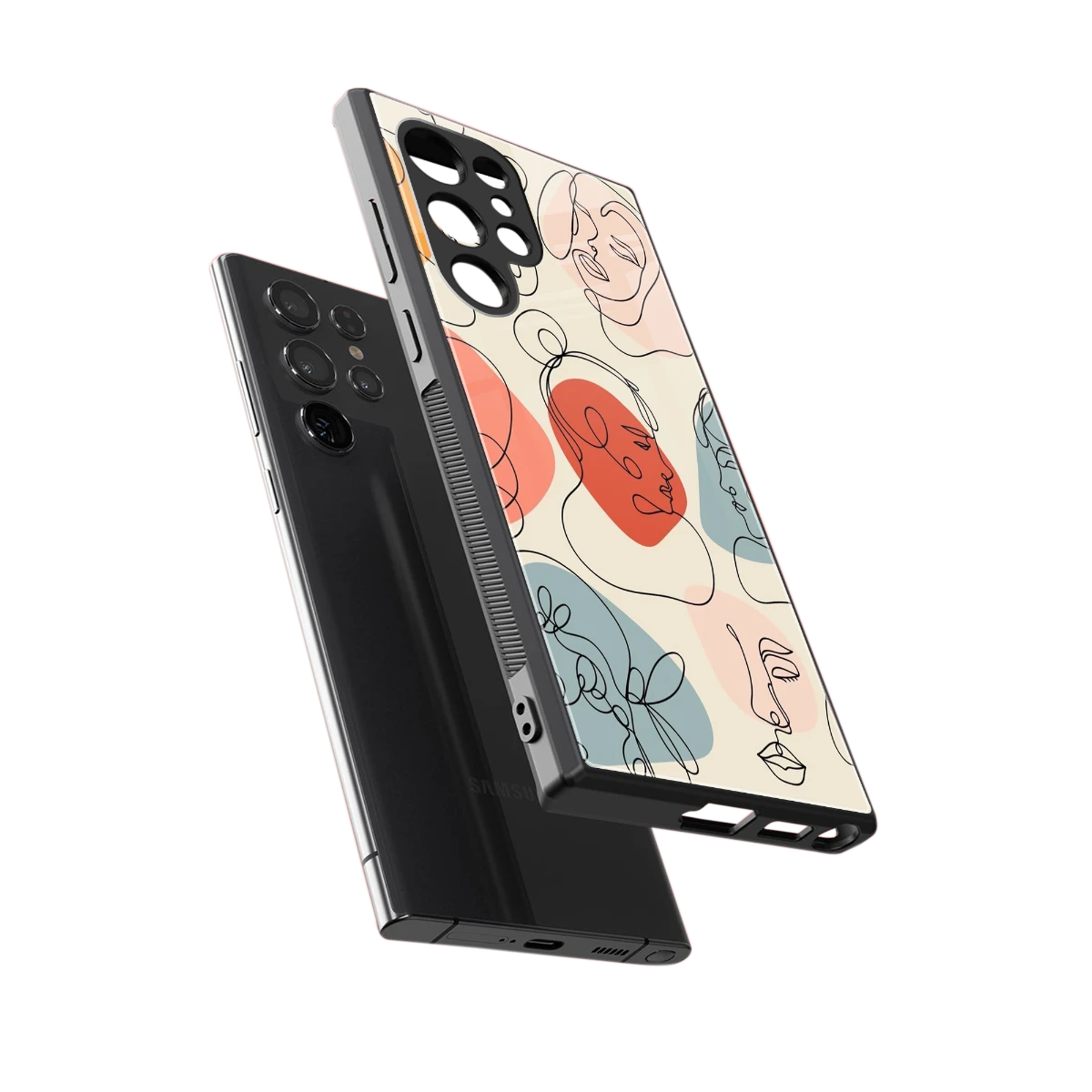 Many Faces Yellow sleek samsung galaxy s24 ultra cover with tempered glass back and TPU edges