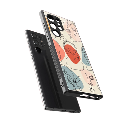 Many Faces Yellow sleek samsung galaxy s24 ultra cover with tempered glass back and TPU edges