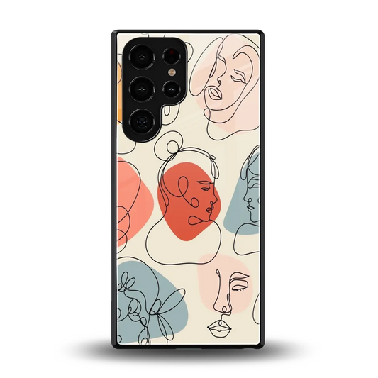 Many Faces Yellow back phone cover | glass case for samsung galaxy s26 ultra