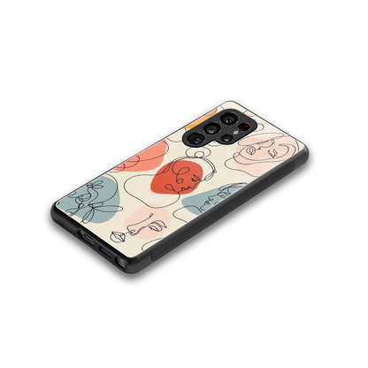 Many Faces Yellow stylish phone case for samsung galaxy s25 ultra | glossy glass and slim fit