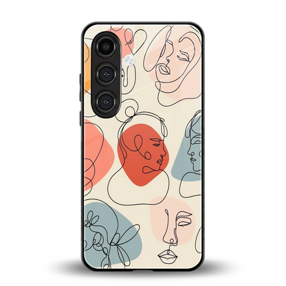 Many Faces Yellow back phone cover | glass case for samsung galaxy s23 plus