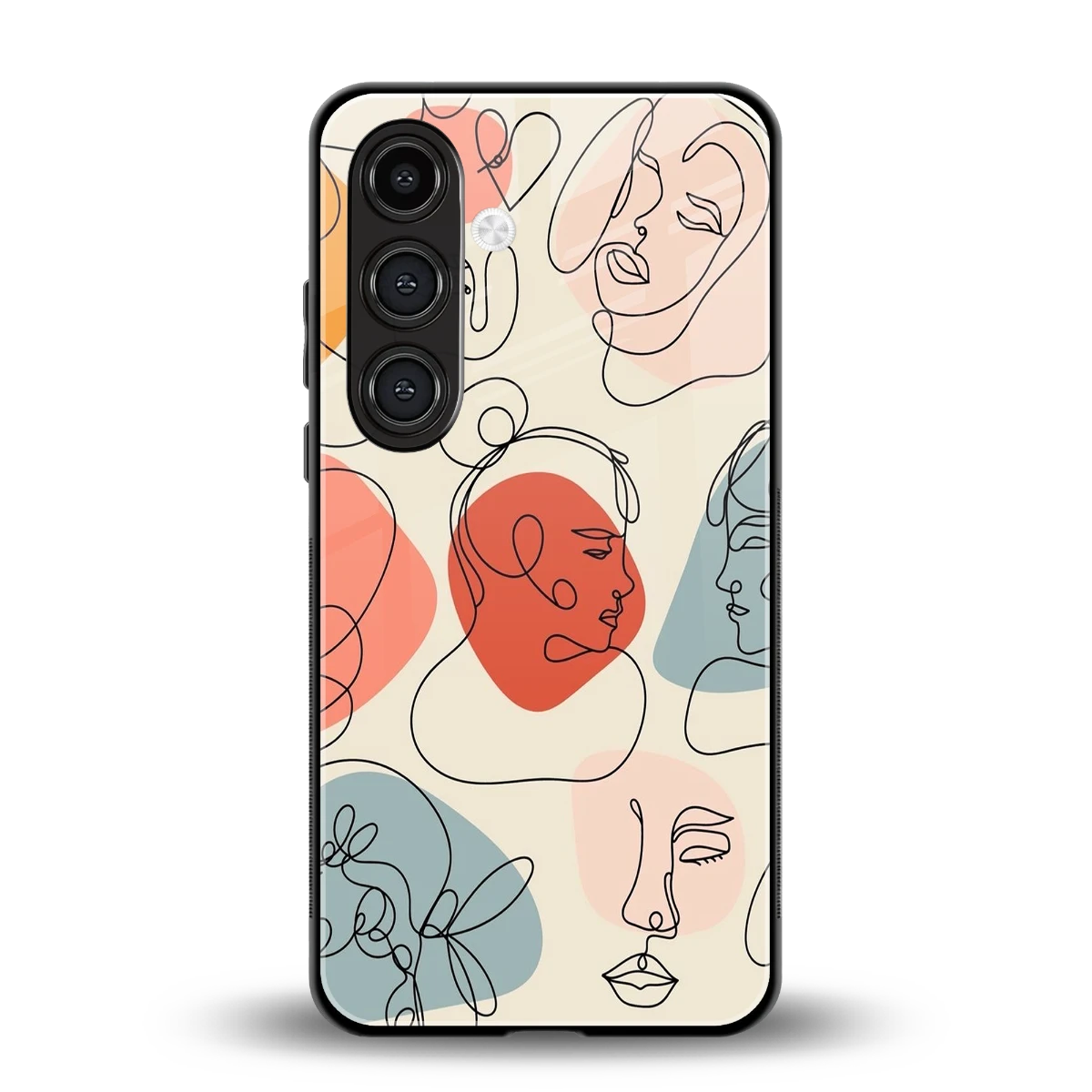 Many Faces Yellow back phone cover | glass case for samsung galaxy s24 plus