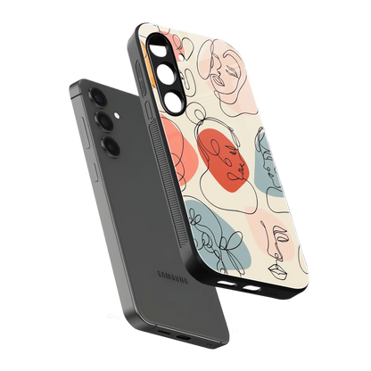 Many Faces Yellow sleek samsung galaxy s23 fe cover with tempered glass back and TPU edges